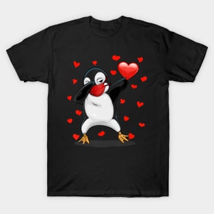 Dabbing Penguin Face Mask Dab Dance Valentine Gifts Boy Girl T-Shirt